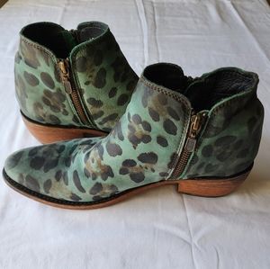 Liberty Black double zip leather  turquoise cheetah boots